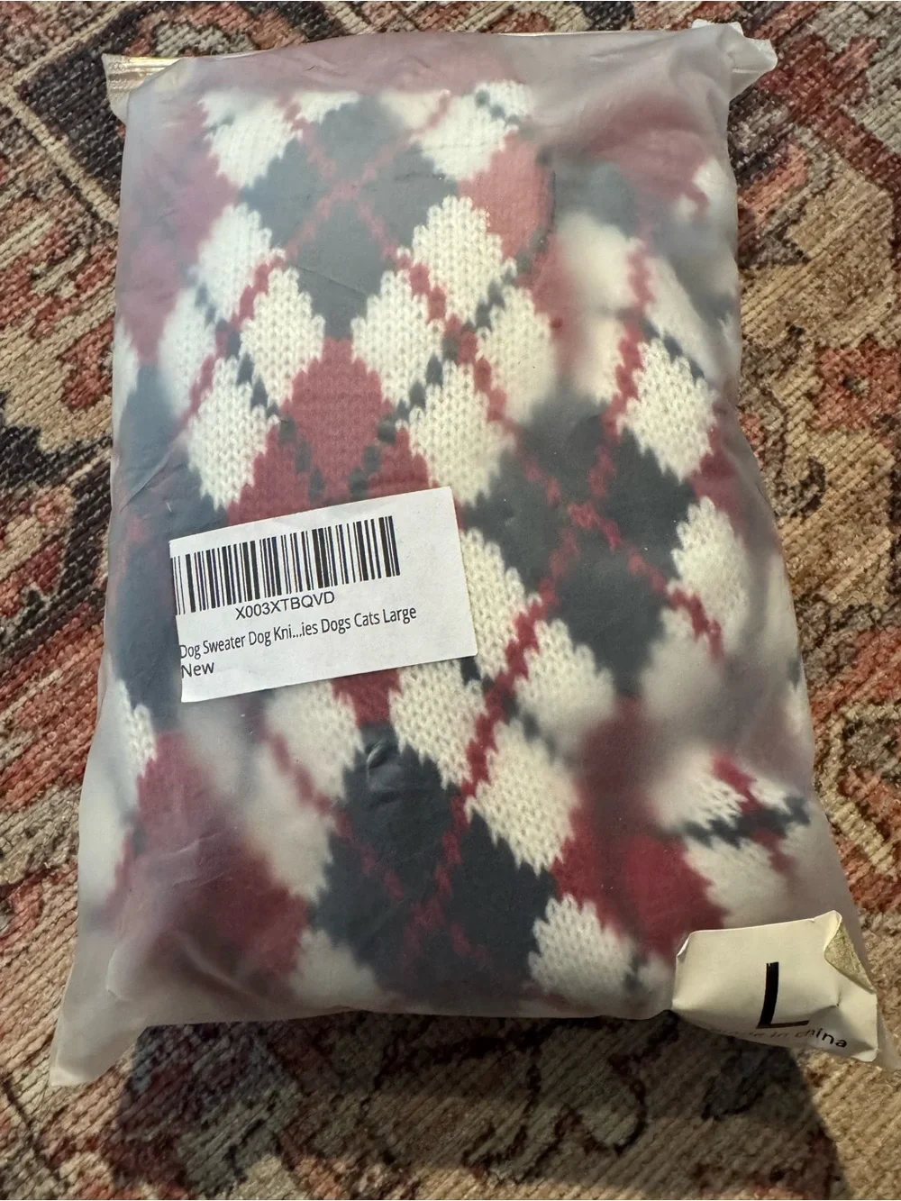 Dog Turtleneck Sweater Classic Winter Plaid Outfit Red, Green & White